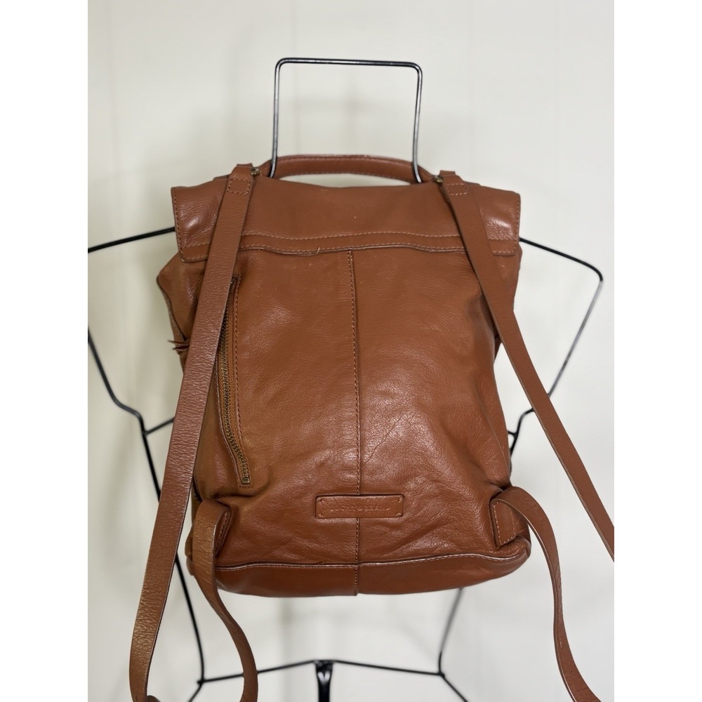Lucky Brand Leather Brown Cognac Backpack Gold Studded Adjustable‎ Straps - Picture 7 of 16